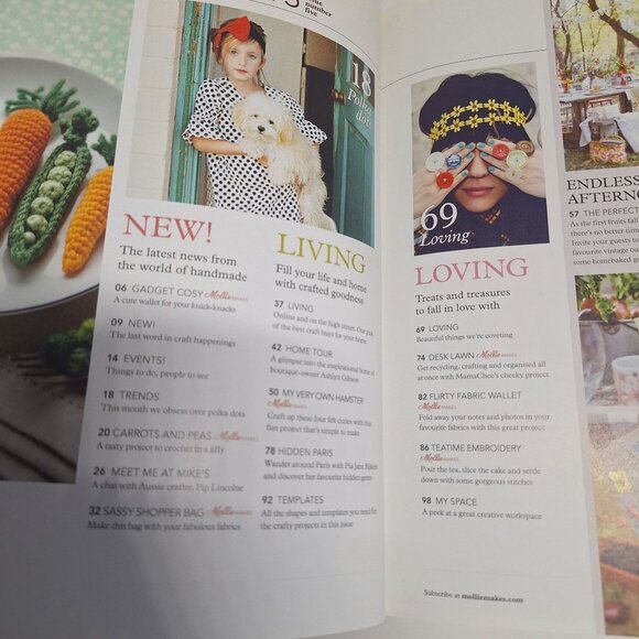 Mollie Makes UK Magazine Issue 5 2011 Crochet Vegetables Linen Kit Retro Craft - Picture 3 of 13